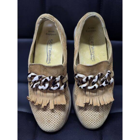 SoftWaves Cadie Beige Leather Slip On Arch Support Platform Shoes EU39 US8 - Picture 3 of 6